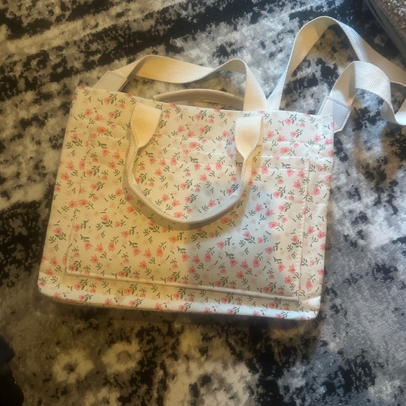 Floral Tote Bag - Cream and Pink - Picture 1 of 3